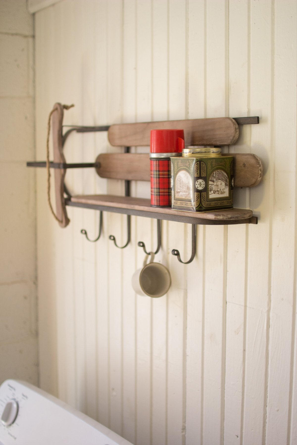 Kalalou Wood And Iron Sleigh Shelf