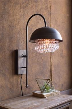 Kalalou Metal Dome Wall Lamp With Gems Detail
