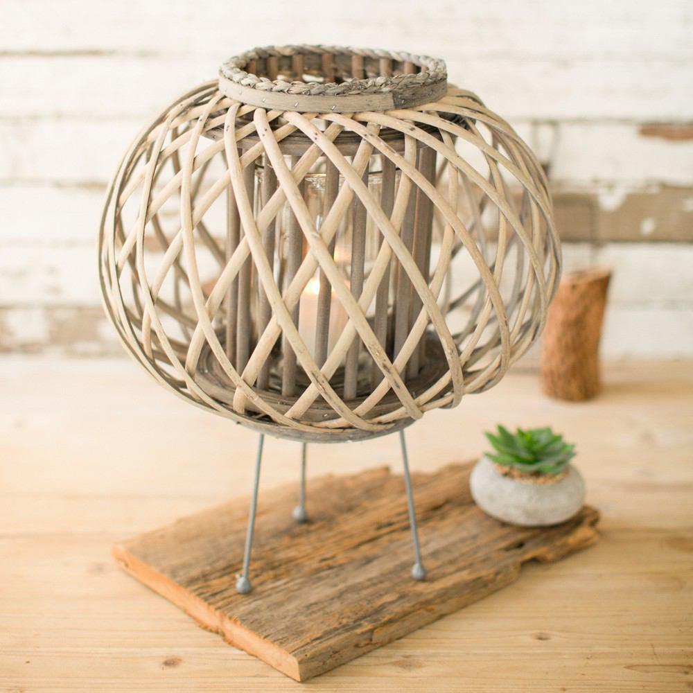 Kalalou Grey Willow Lanterns With Legs