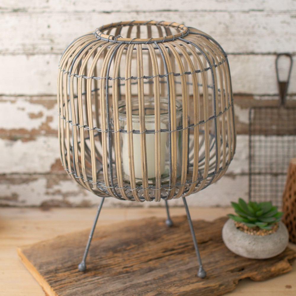 Kalalou Oval Willow Lanterns On A Stand