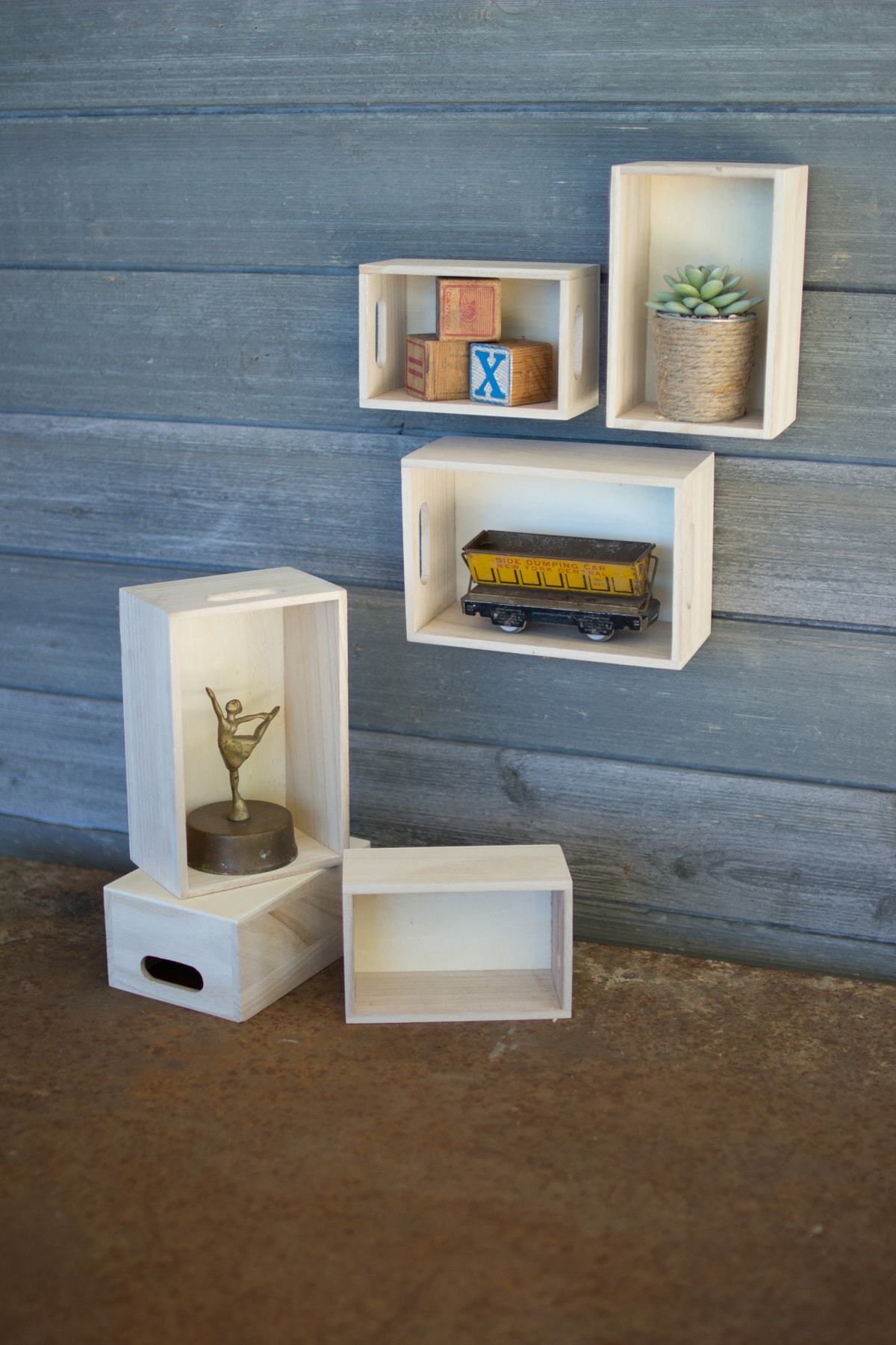 Kalalou Set Of 3 Wooden Storage Crates (4 Sets of 3)
