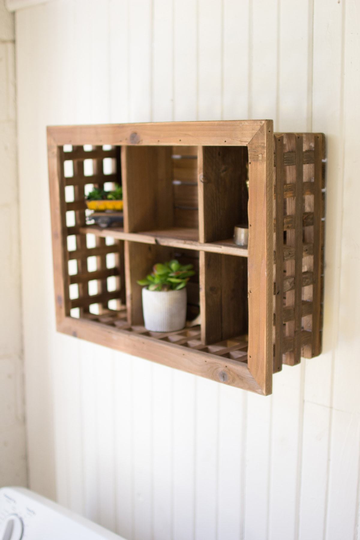 Kalalou Wooden Crate Wall Shelf