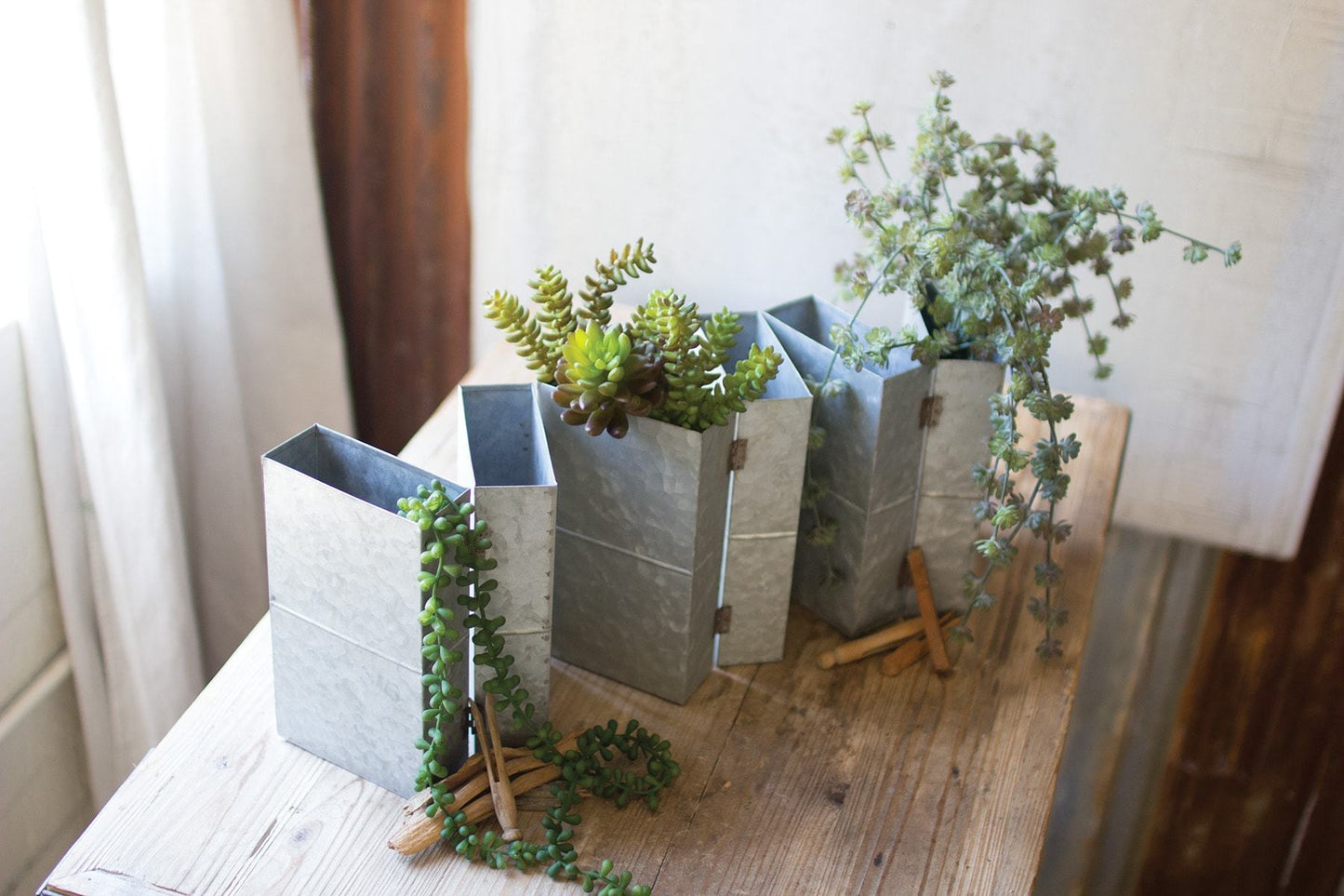 Kalalou Six Folding Galvanized Flower Boxes