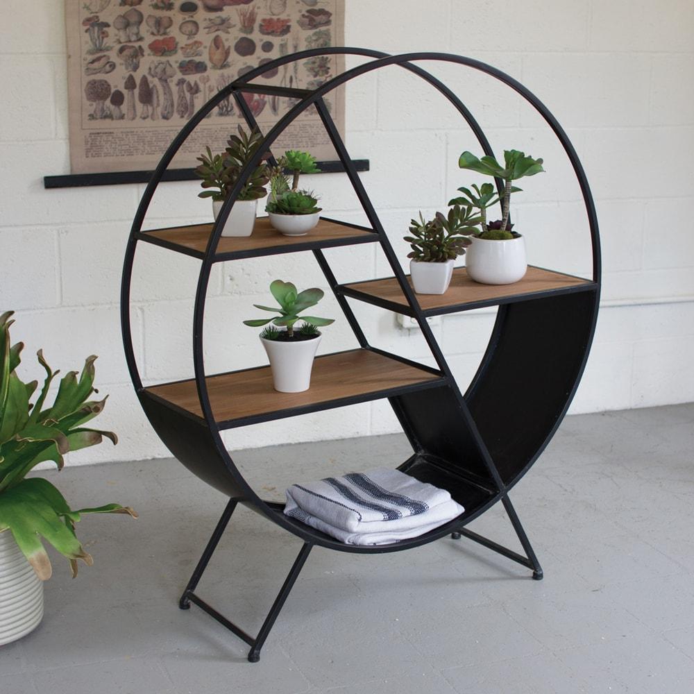 Kalalou Metal And Wood Round Shelf