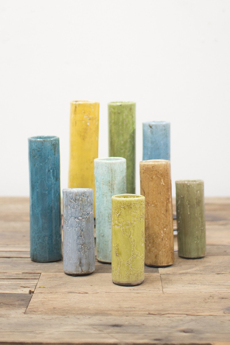 Kalalou Multicolored Ceramic Bud Vases - Set Of 9