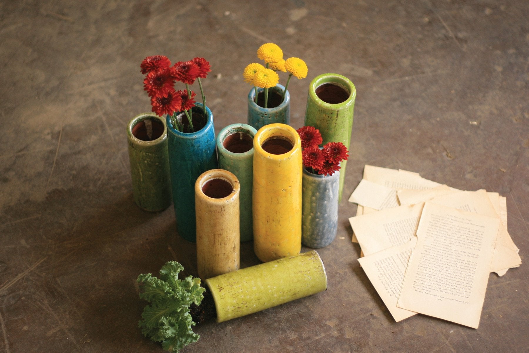 Kalalou Multicolored Ceramic Bud Vases - Set Of 9