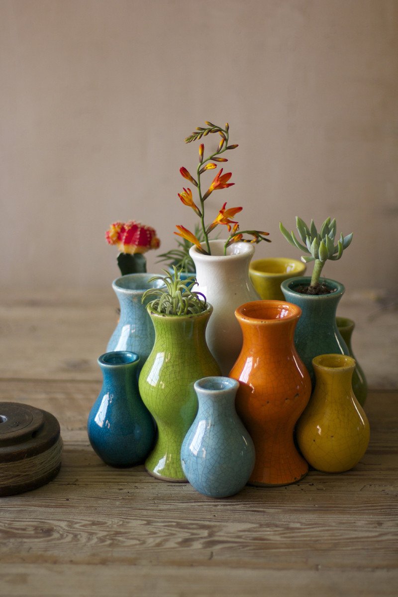 Kalalou Multi-Color Ceramic Vases - Set Of 13