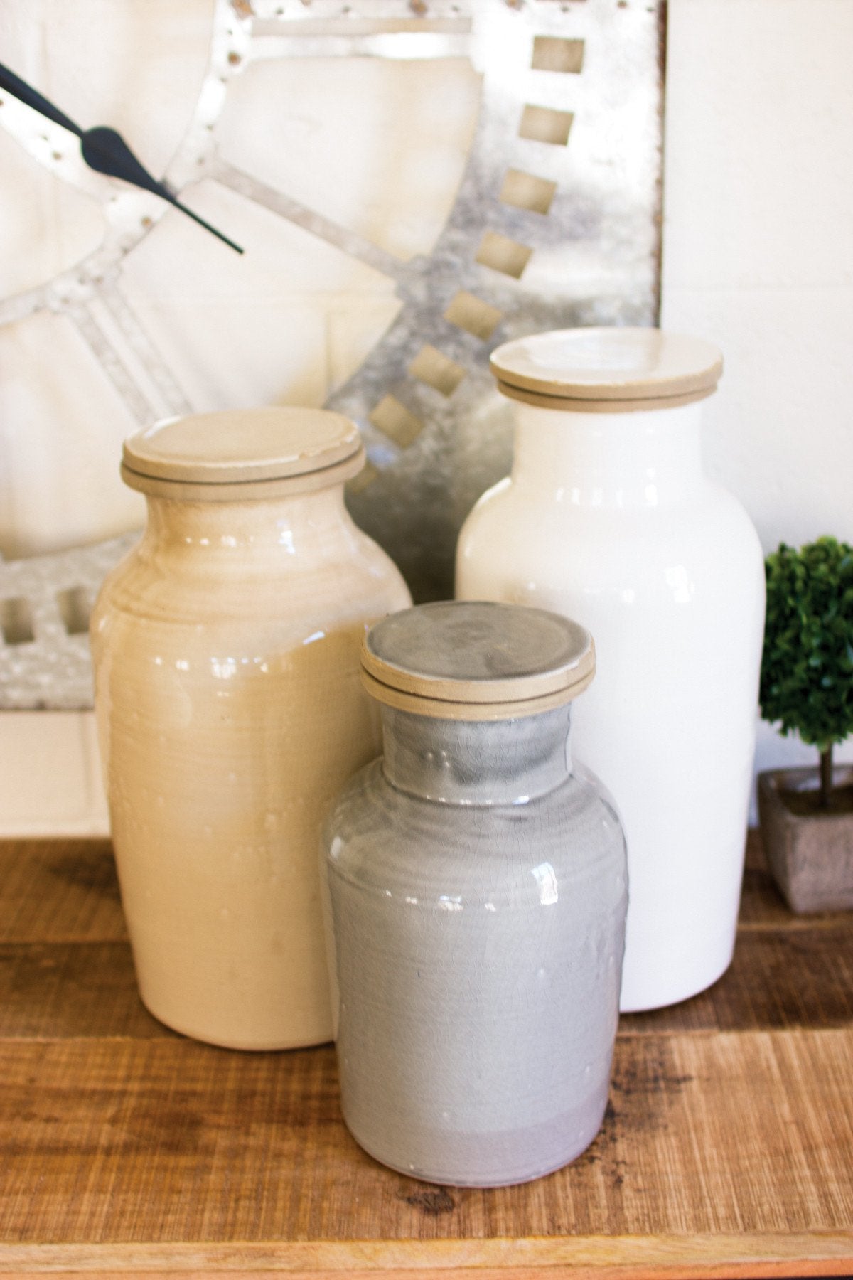 Kalalou Ceramic Canisters - Set Of 3
