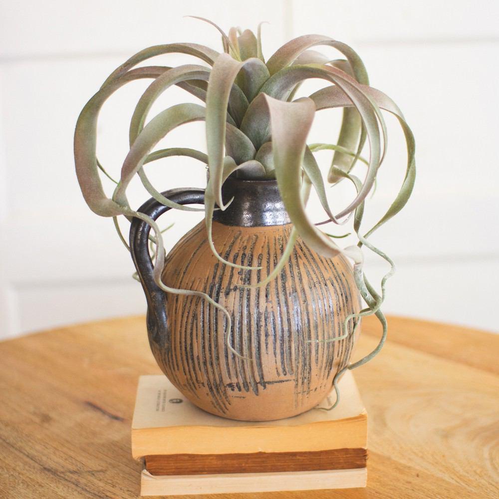 Kalalou Brown And Black Ceramic Pitcher With Handle