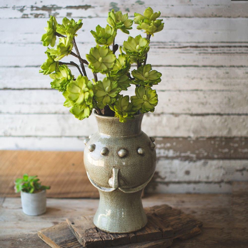 Kalalou Grey Ceramic Face Vase