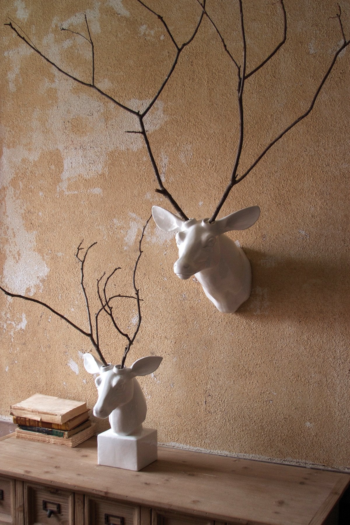 Kalalou Table-Top Ceramic Deer Head - White