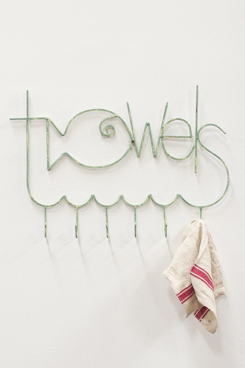 Kalalou Turquoise Metal Fish Shaped Towel Rack