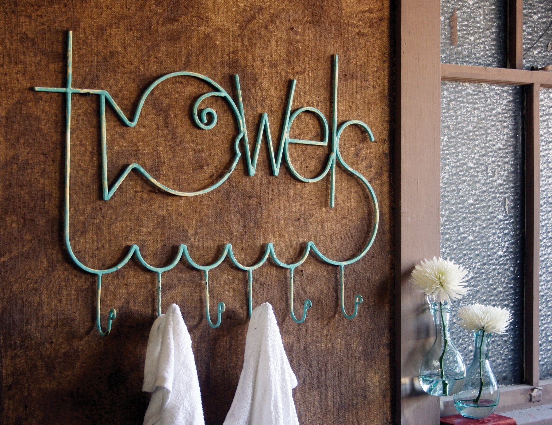 Kalalou Turquoise Metal Fish Shaped Towel Rack