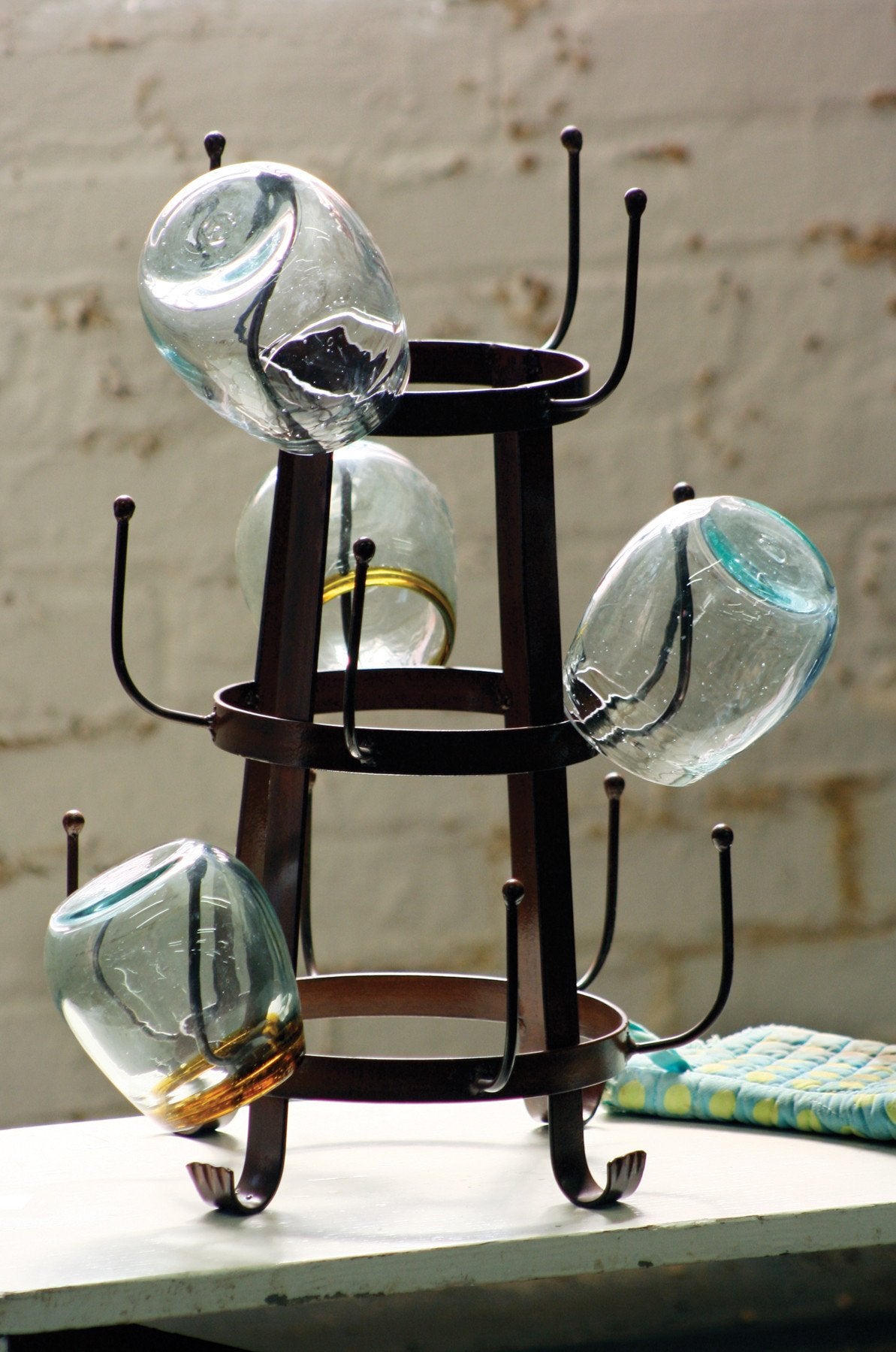 Kalalou Rustic Iron Bottle And Glass Dryer