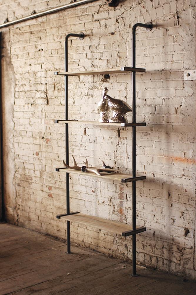 Kalalou Tall Wood And Metal Wall Shelving Unit
