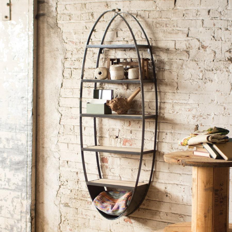 Kalalou Metal And Wood Oval Wall Shelf
