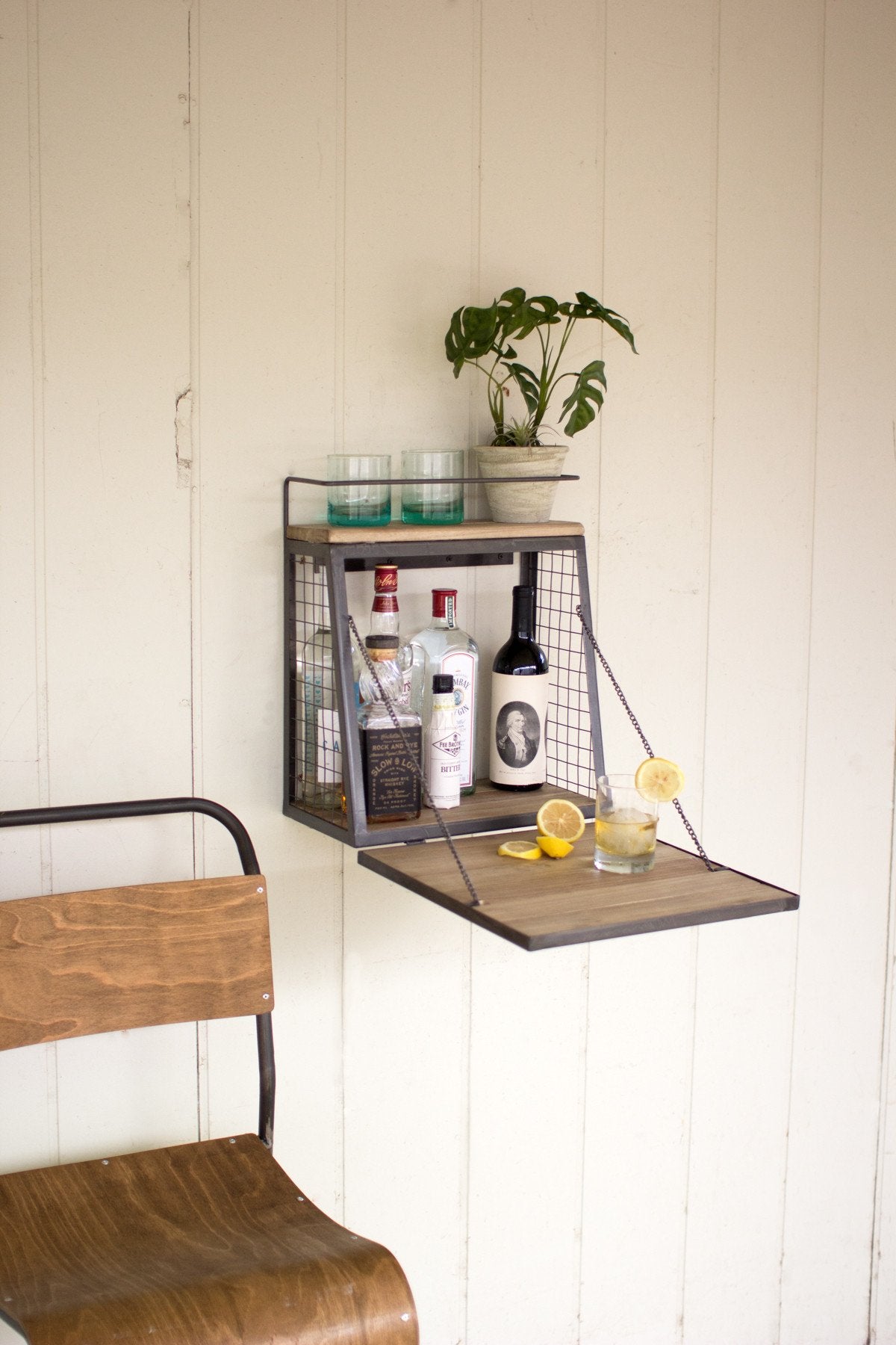 Kalalou Wall Bar With Fold Down Shelf