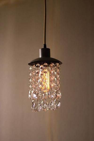 Kalalou Metal Pendant Light With Crystals Pendant Lamps, Kalalou, - Modish Store