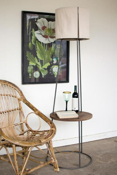 Kalalou Side Table Floor Lamp With Canvas Shade