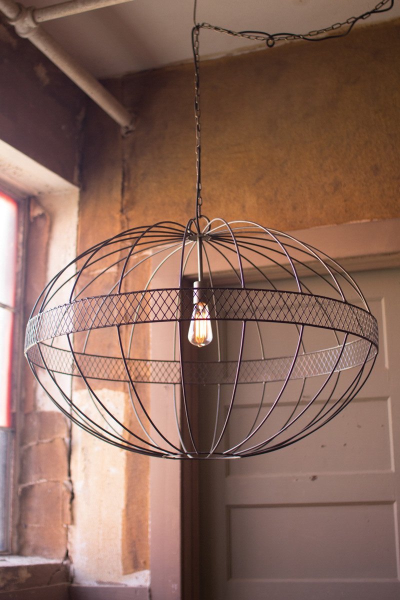 Kalalou Large Wire Ellipsoid Pendant Light