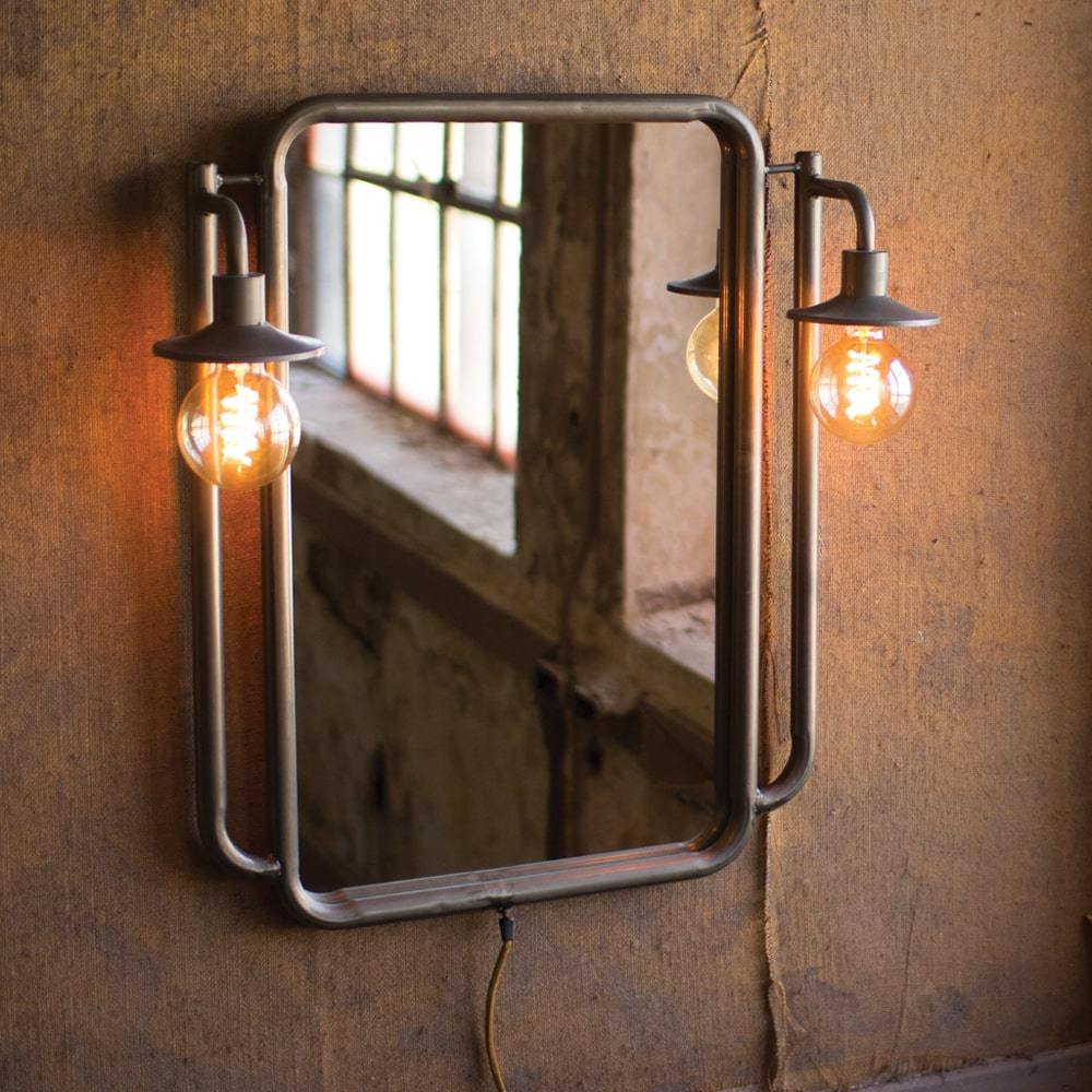 Kalalou Wall Mirror With Two Lights