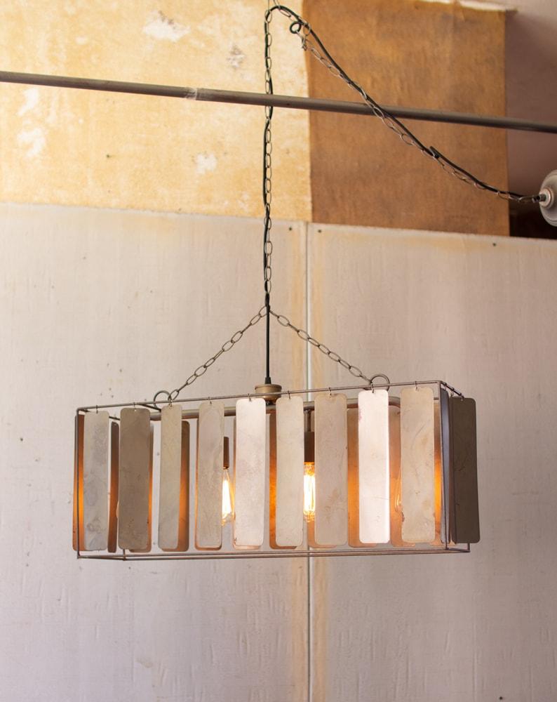 Kalalou Large Rectangle Pendant Light With Metal Chimes