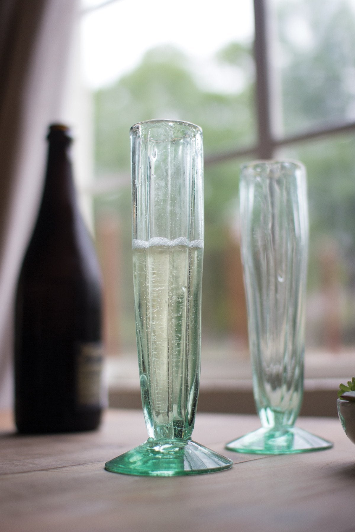 Kalalou Recycled Glass Champagne Flute - Fluted Cone