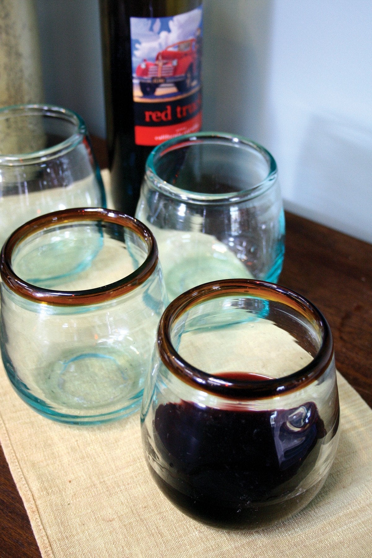 Kalalou Stemless Wine Glass Amber Rim