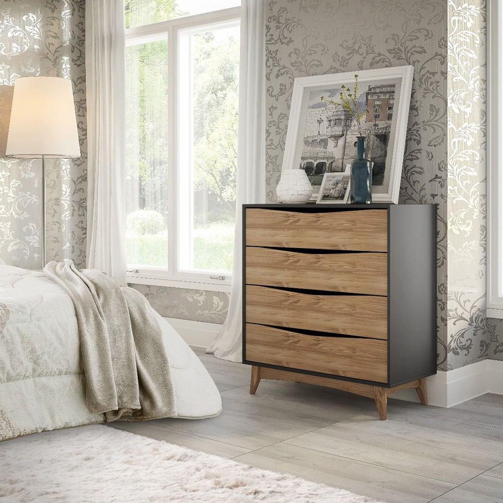 Manhattan Comfort Modern Rustic 4-Drawer Hamilton 35.03" Wide Dresser