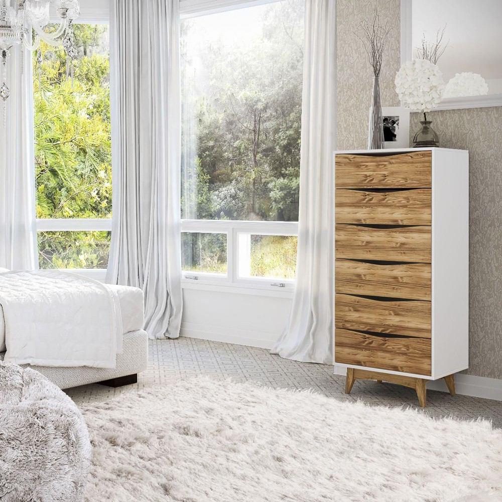Manhattan Comfort Modern Rustic 6-Drawer Hamilton 53.54" Tall Dresser