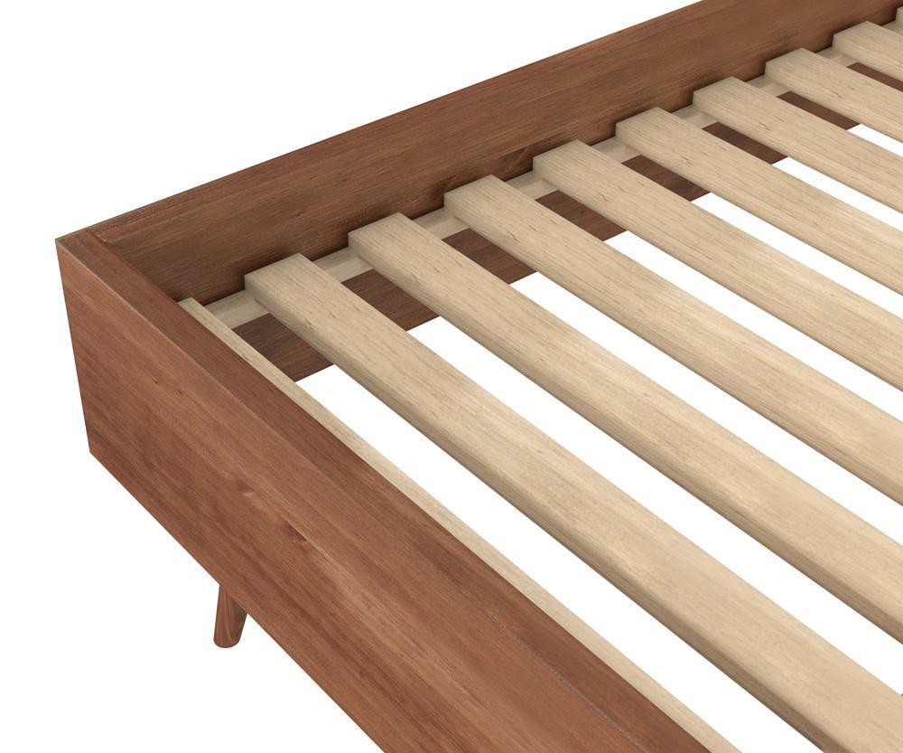 Manhattan Comfort Rustic - Modern 62" Tufted Bedford Queen Size Bed Frame with Headboard in Solid Pine Wood in Varnish and Grey