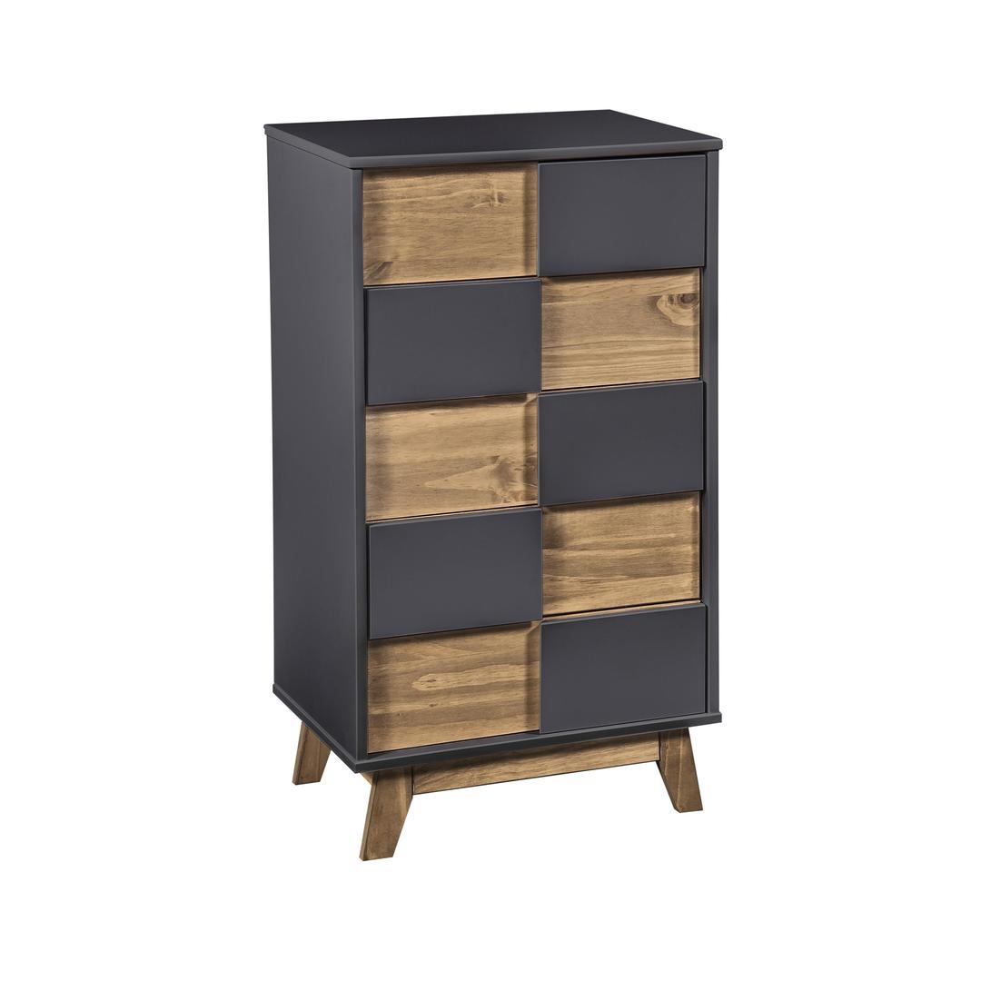Manhattan Comfort Mid- Century Rustic Modern 5-Drawer Livonia 36.22" High Dresser