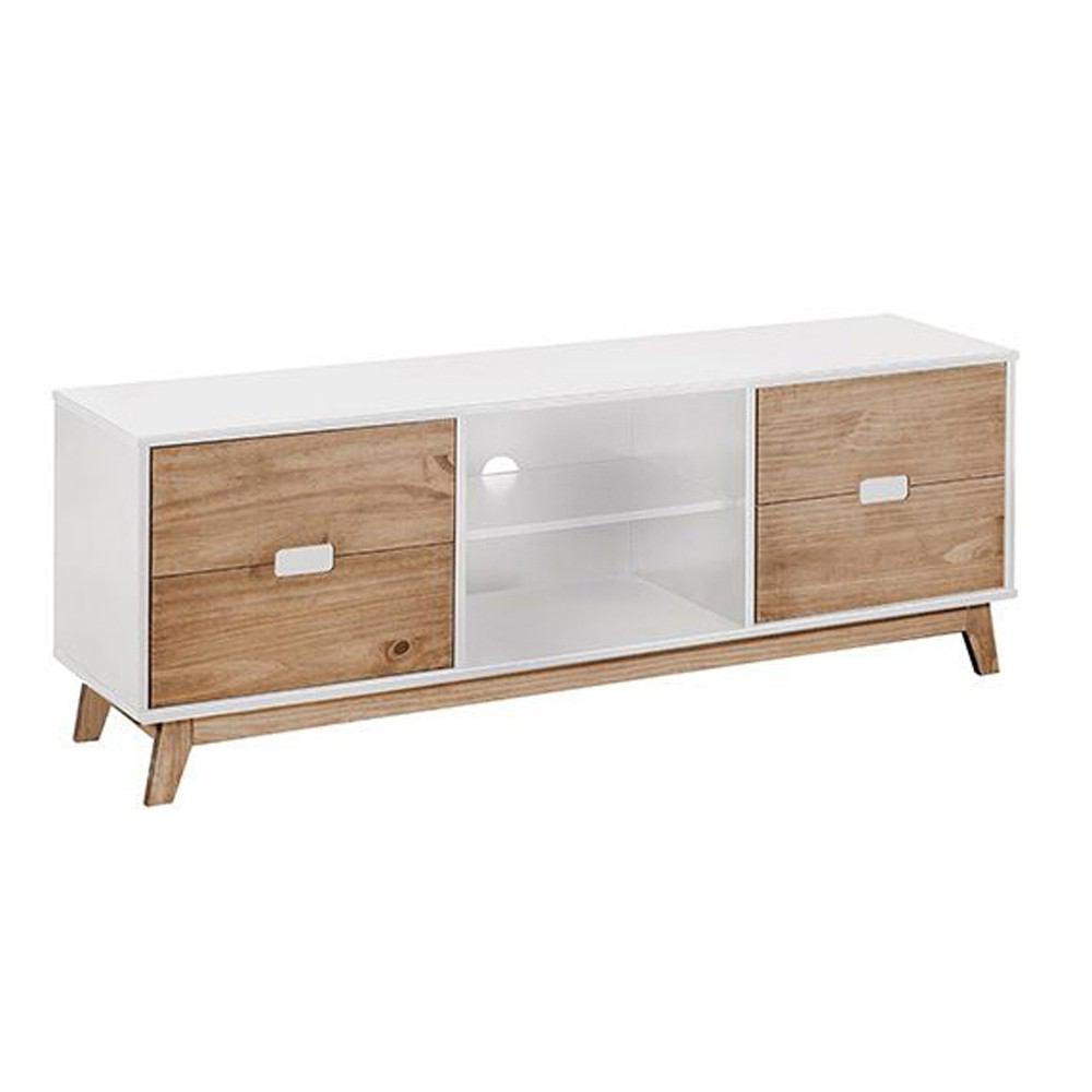 Manhattan Comfort Mid- Century Modern Vandalia 55.11" TV Stand 2.0 with Natural Wood Doors