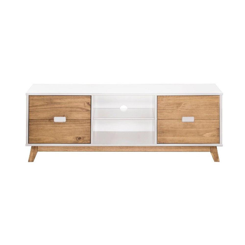 Manhattan Comfort Mid- Century Modern Vandalia 55.11" TV Stand 2.0 with Natural Wood Doors