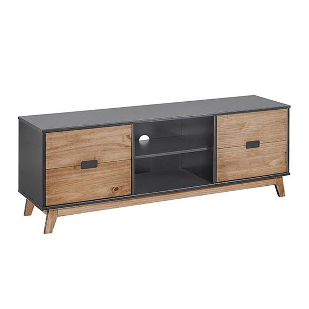 Manhattan Comfort Mid- Century Modern Vandalia 55.11" TV Stand 2.0 with Natural Wood Doors
