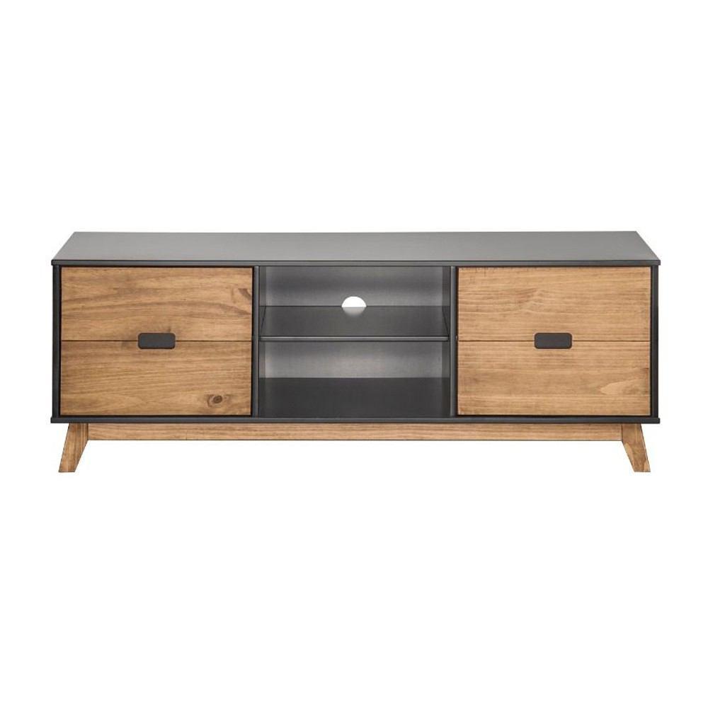 Manhattan Comfort Mid- Century Modern Vandalia 55.11" TV Stand 2.0 with Natural Wood Doors