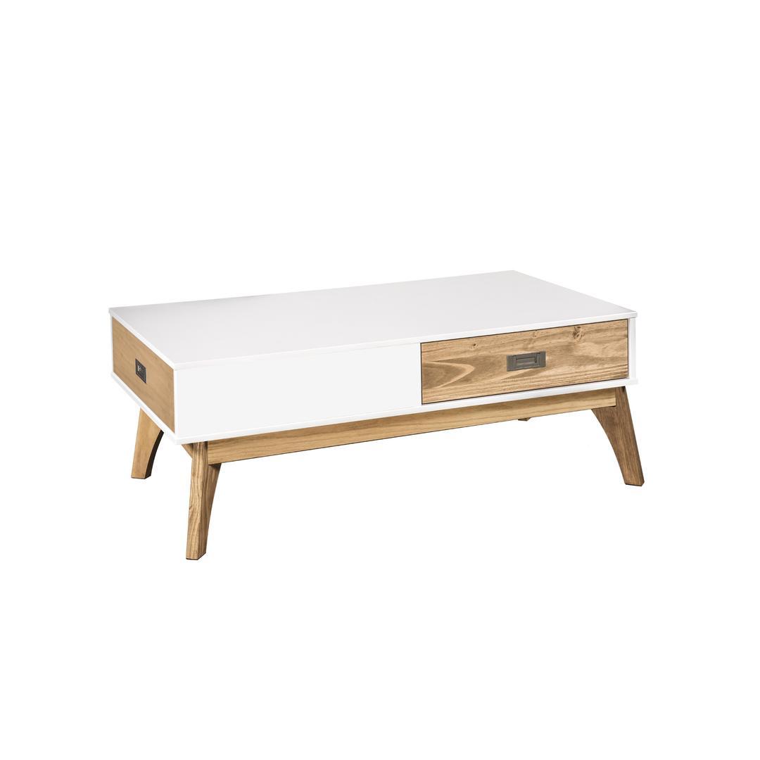 Manhattan Comfort Rustic Mid-Century Modern 2-Drawer Jackie 2.0 Coffee Table