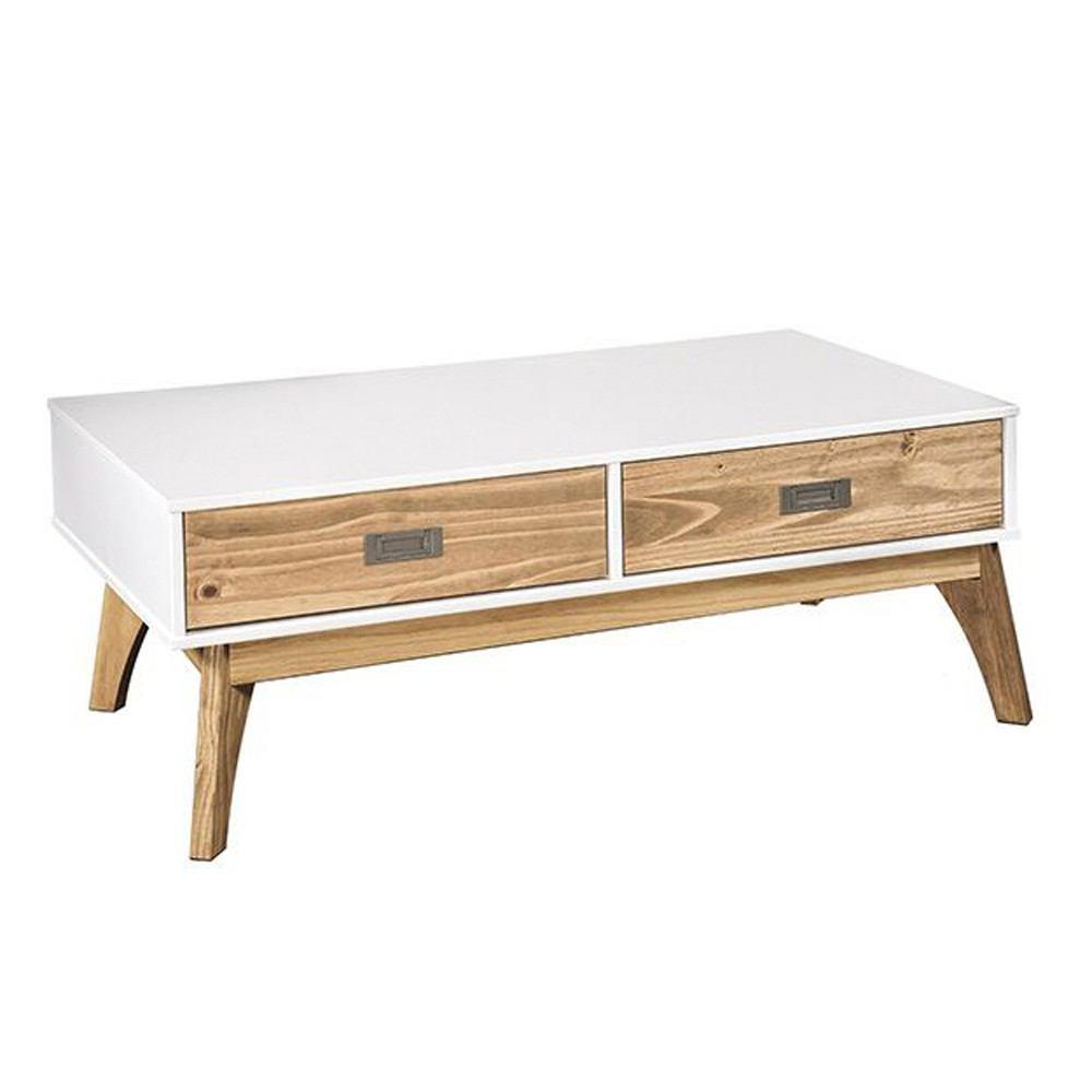 Manhattan Comfort Rustic Mid-Century Modern 2-Drawer Jackie 1.0 Coffee Table