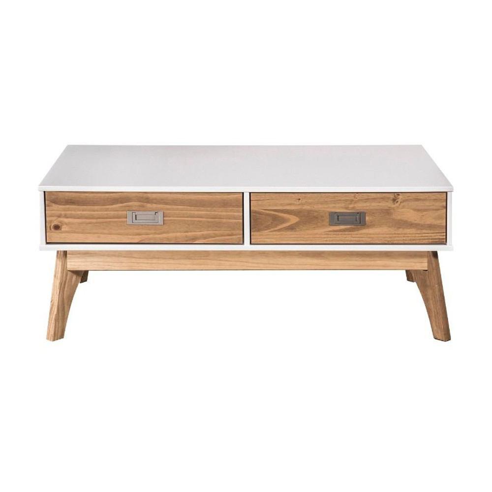 Manhattan Comfort Rustic Mid-Century Modern 2-Drawer Jackie 1.0 Coffee Table