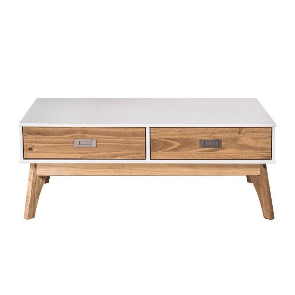 Manhattan Comfort Rustic Mid-Century Modern 2-Drawer Jackie 1.0 Coffee Table