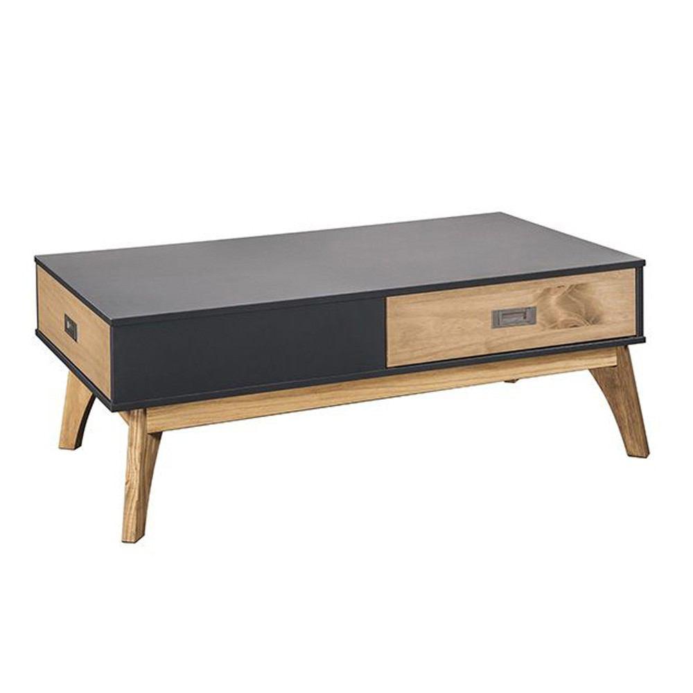 Manhattan Comfort Rustic Mid-Century Modern 2-Drawer Jackie 1.0 Coffee Table