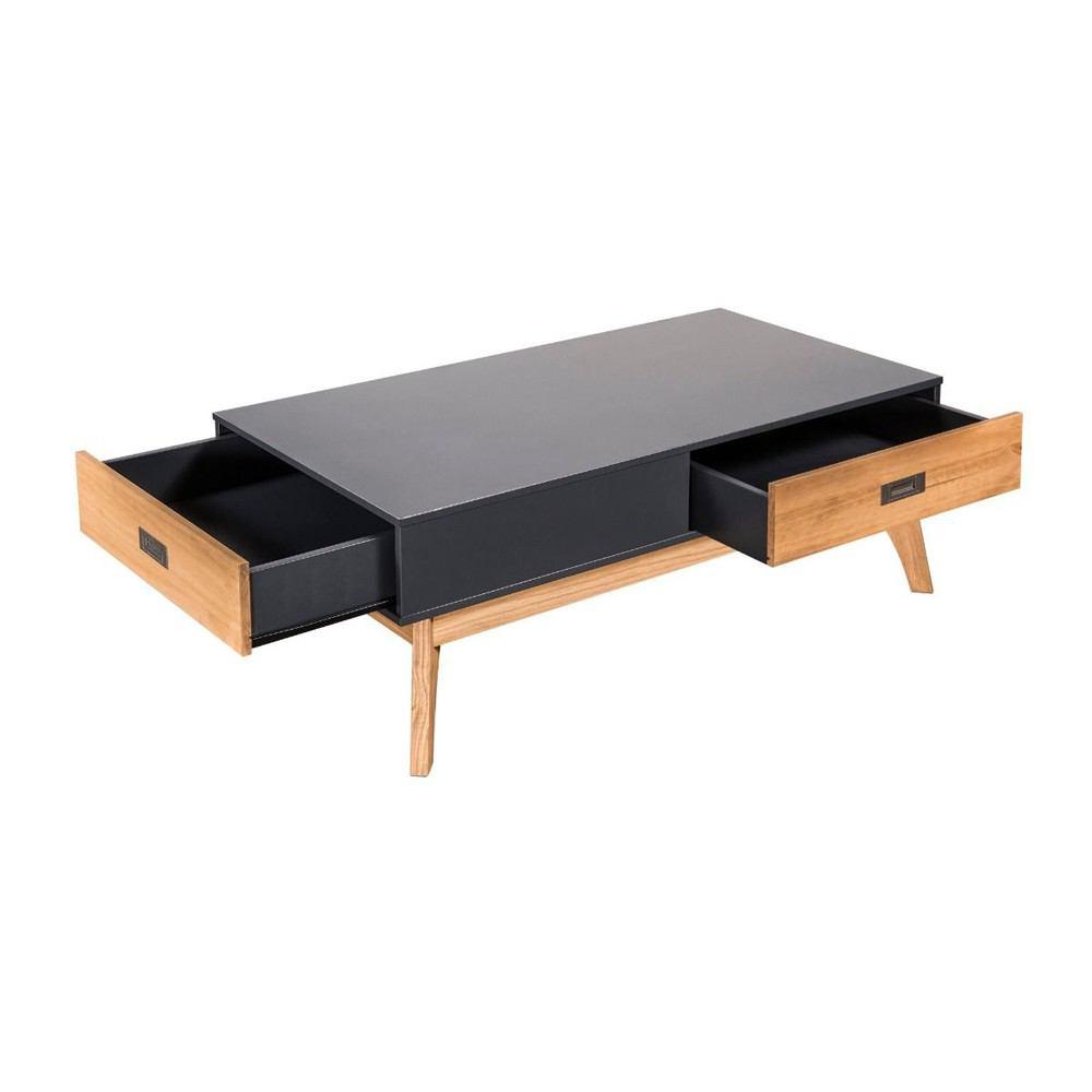 Manhattan Comfort Rustic Mid-Century Modern 2-Drawer Jackie 1.0 Coffee Table
