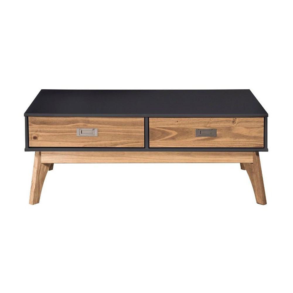 Manhattan Comfort Rustic Mid-Century Modern 2-Drawer Jackie 1.0 Coffee Table