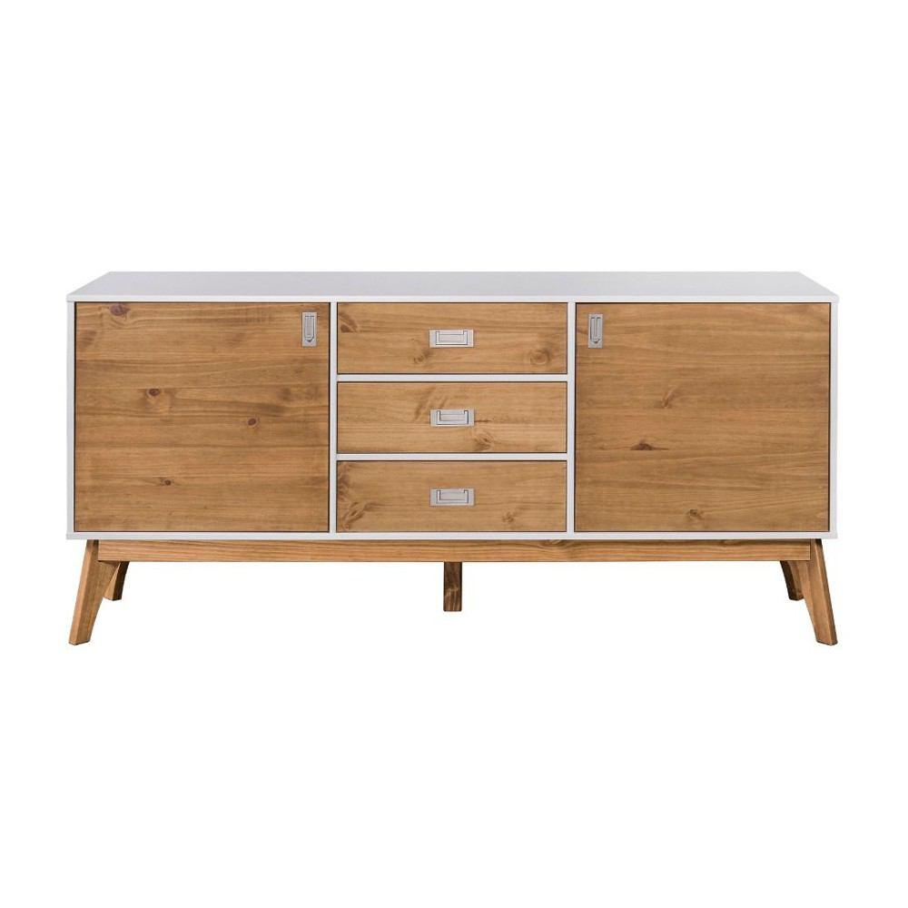 Manhattan Comfort Rustic Mid-Century Modern 3-Drawer Jackie 66.92" Sideboard