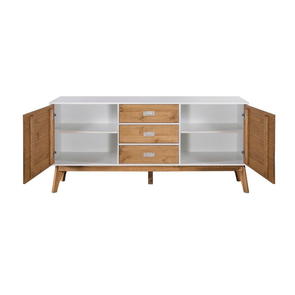 Manhattan Comfort Rustic Mid-Century Modern 3-Drawer Jackie 66.92" Sideboard