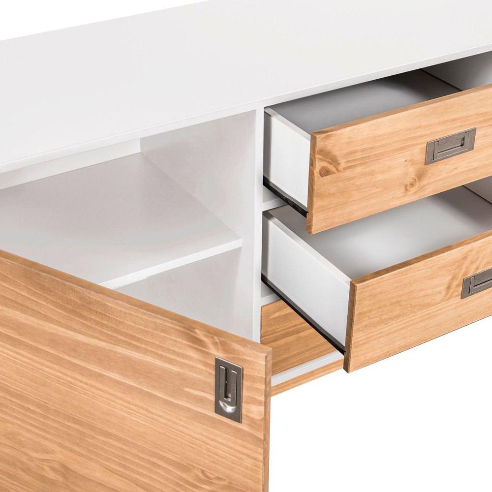 Manhattan Comfort Rustic Mid-Century Modern 3-Drawer Jackie 66.92" Sideboard