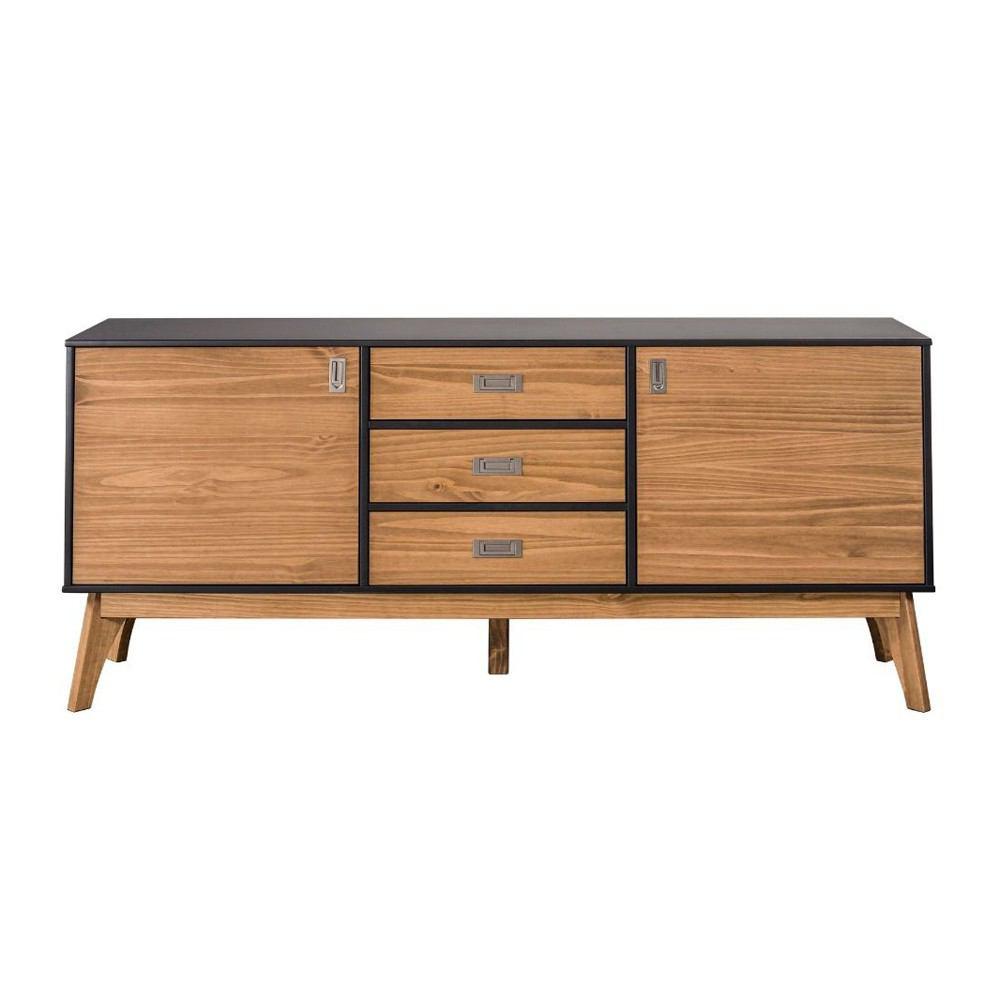 Manhattan Comfort Rustic Mid-Century Modern 3-Drawer Jackie 66.92" Sideboard