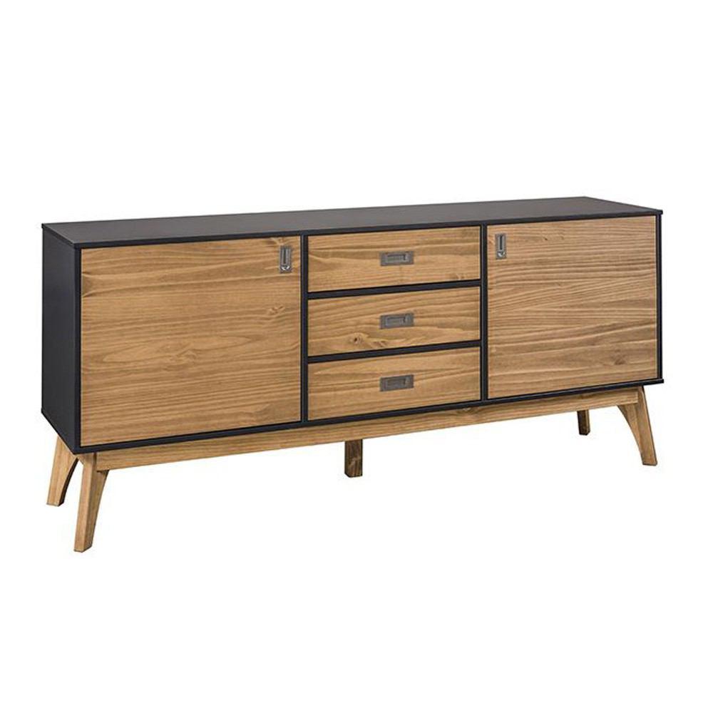 Manhattan Comfort Rustic Mid-Century Modern 3-Drawer Jackie 66.92" Sideboard
