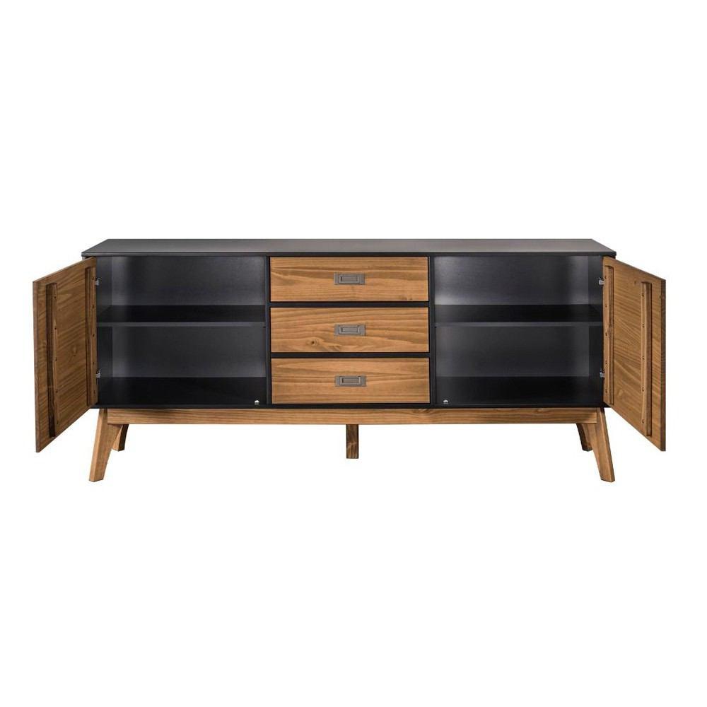 Manhattan Comfort Rustic Mid-Century Modern 3-Drawer Jackie 66.92" Sideboard