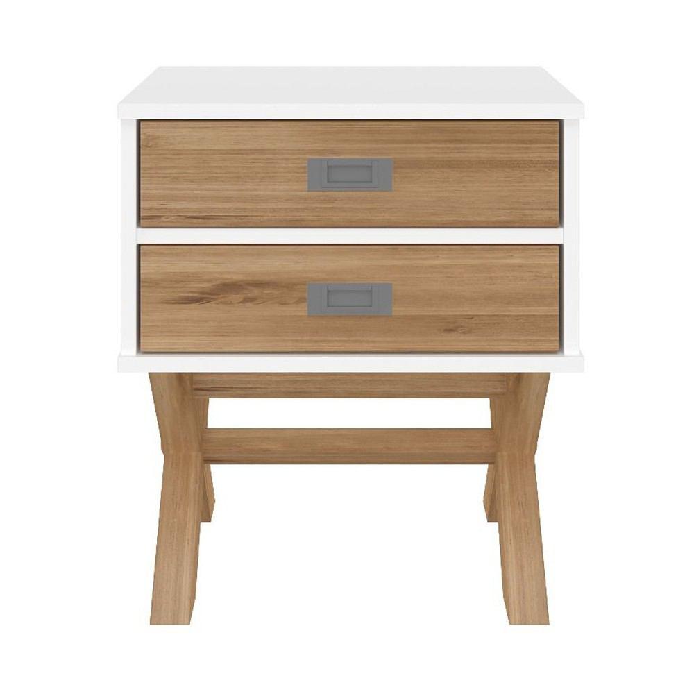 Manhattan Comfort Rustic Mid-Century Modern 2-Drawer Barclay Nightstand